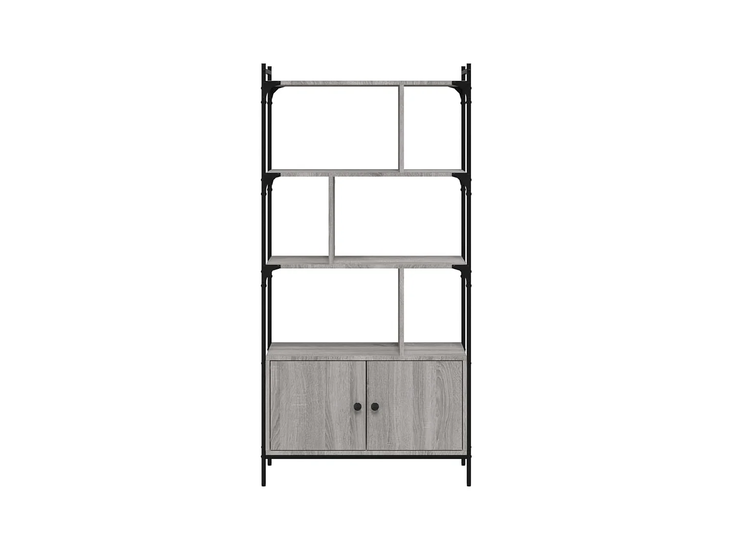 Vilan  Bibliothèque avec portes sonoma gris 76,5x30x154,5 cm