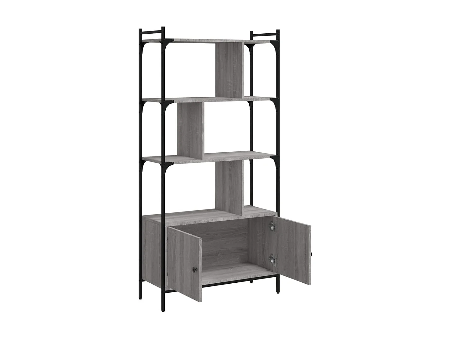 Vilan  Bibliothèque avec portes sonoma gris 76,5x30x154,5 cm