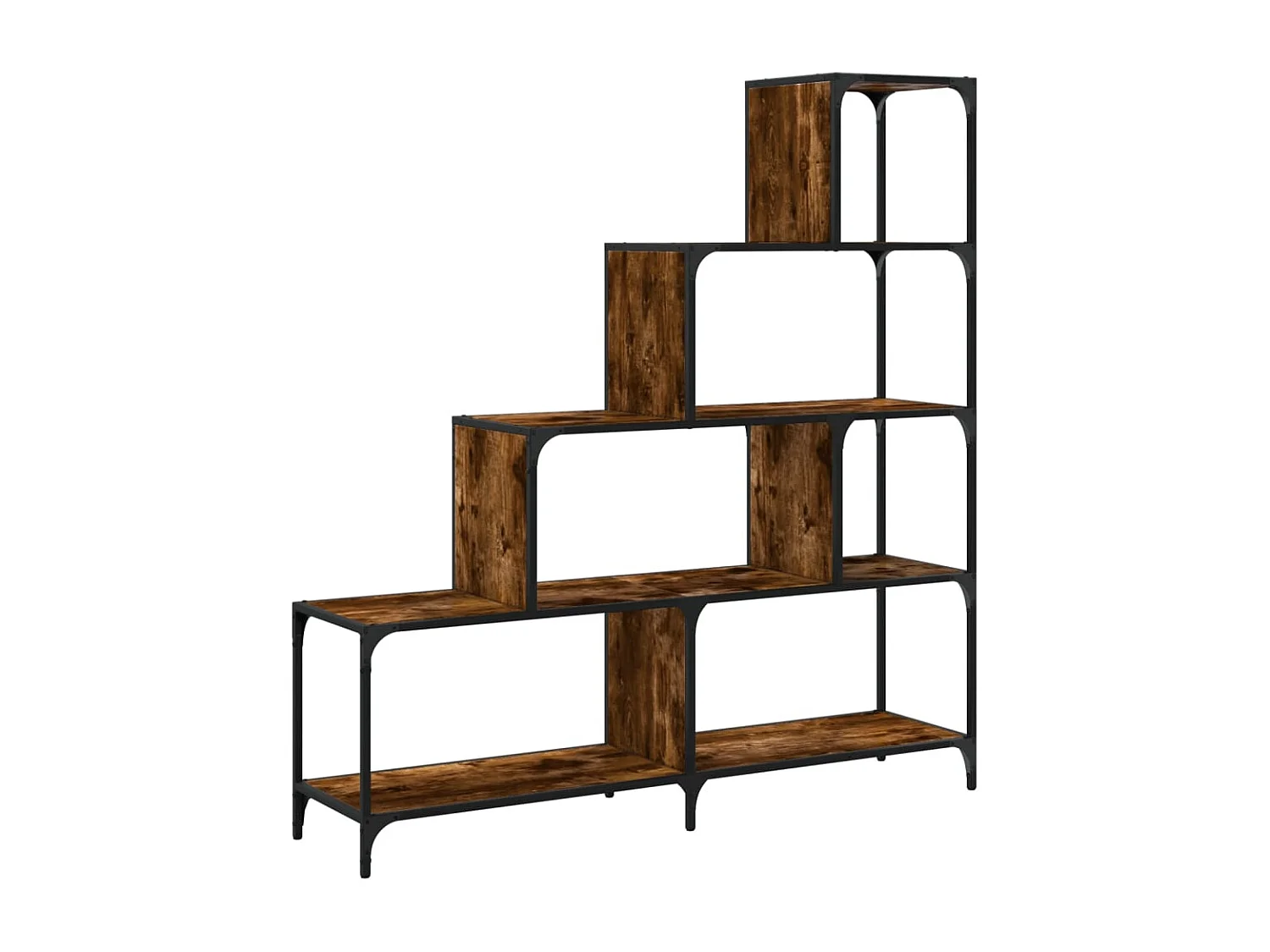 Unaris  Librería con 4 peldaños madera roble ahumado 139x33,5x149 cm