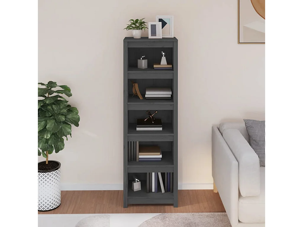 Laurens  Bibliothèque Gris 50x35x154 cm Bois de pin massif