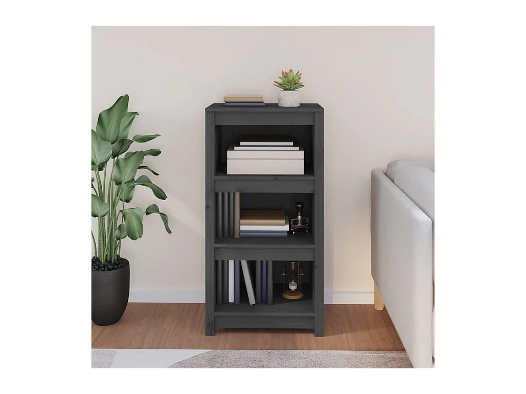 Laurens  Bibliothèque Gris 50x35x97 cm Bois de pin massif