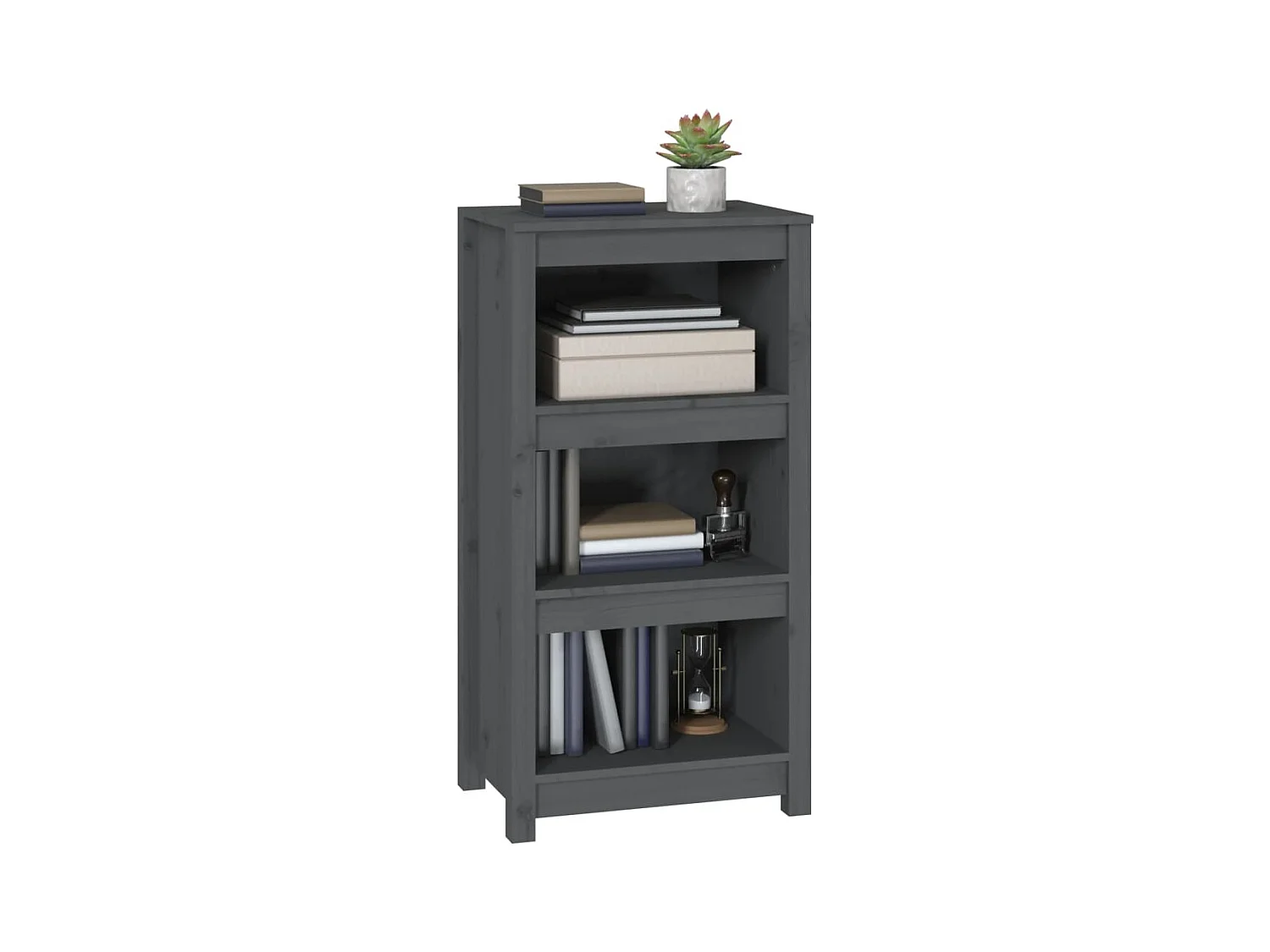 Laurens  Bibliothèque Gris 50x35x97 cm Bois de pin massif