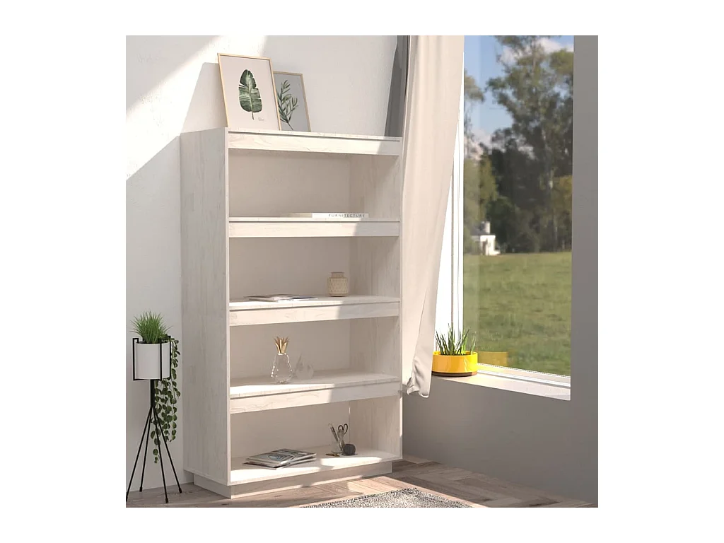 Alisha  Bibliothèque/Séparateur de pièce Blanc 80x35x135 cm Pin massif