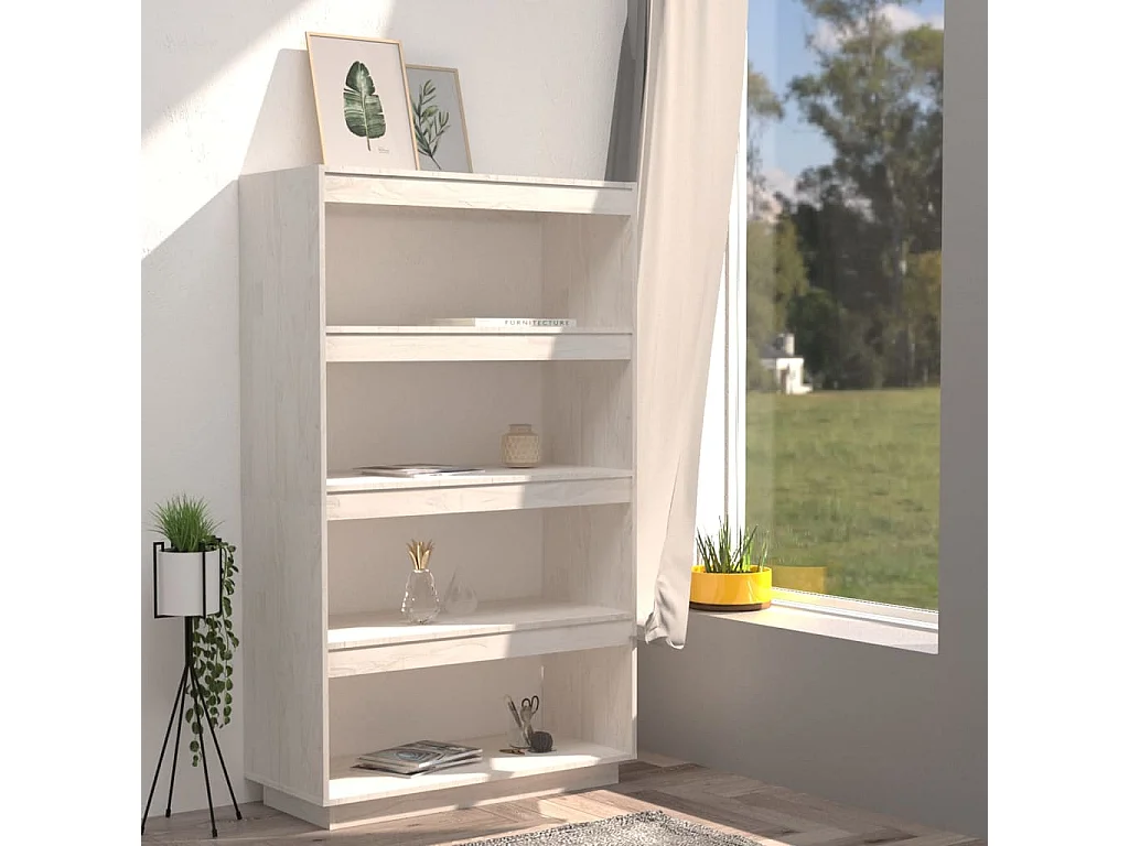 Alisha  Bibliothèque/Séparateur de pièce Blanc 80x35x135 cm Pin massif