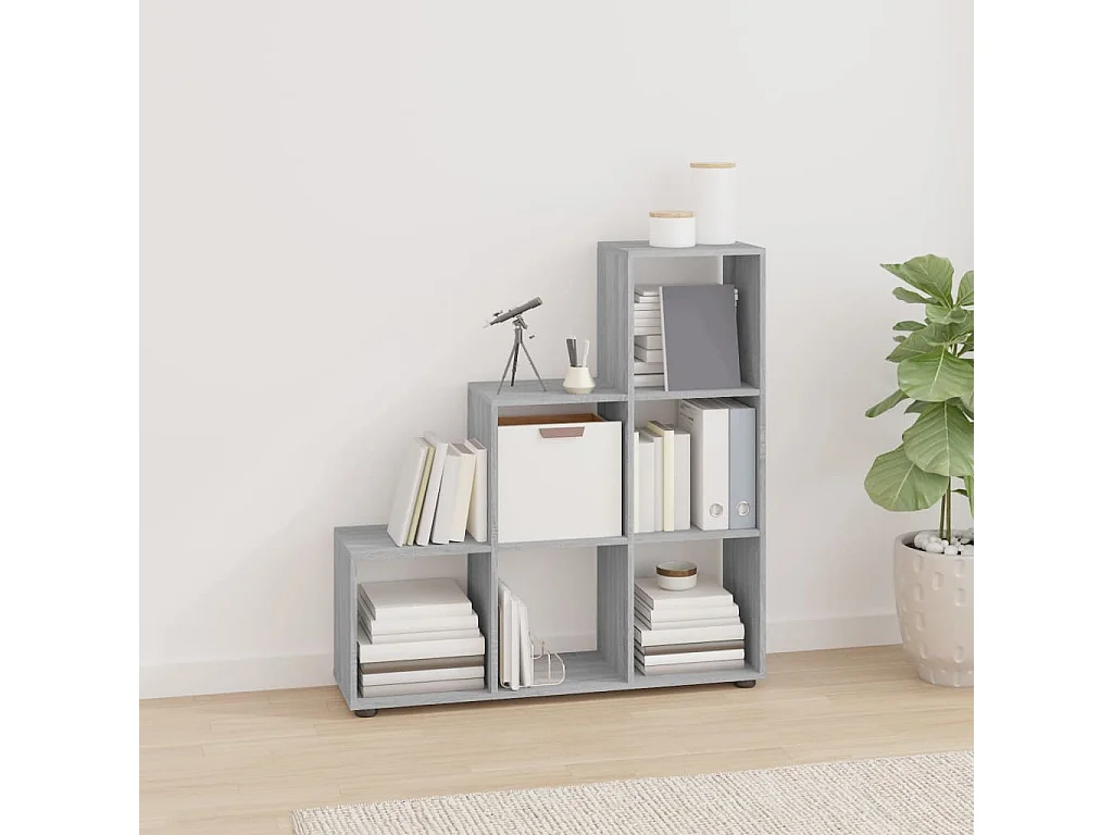 Hilde  Estantería forma de escalera madera contrachapada gris Sonoma