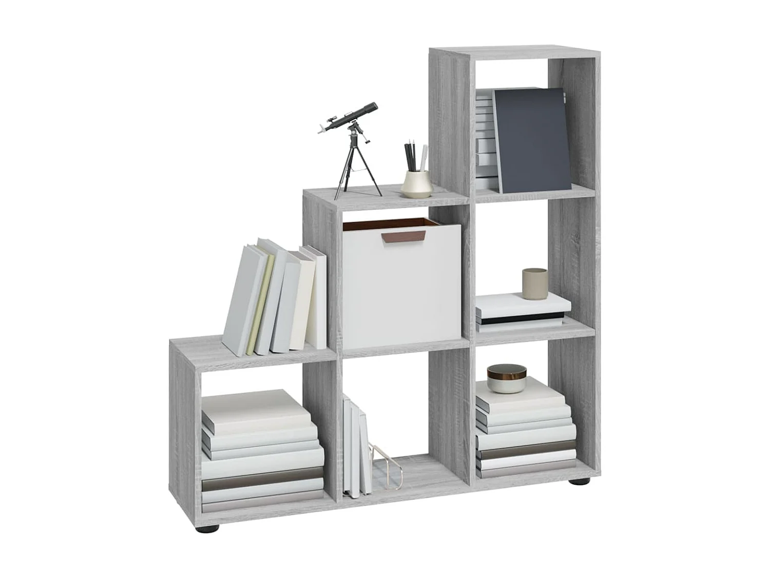 Hilde  Estantería forma de escalera madera contrachapada gris Sonoma