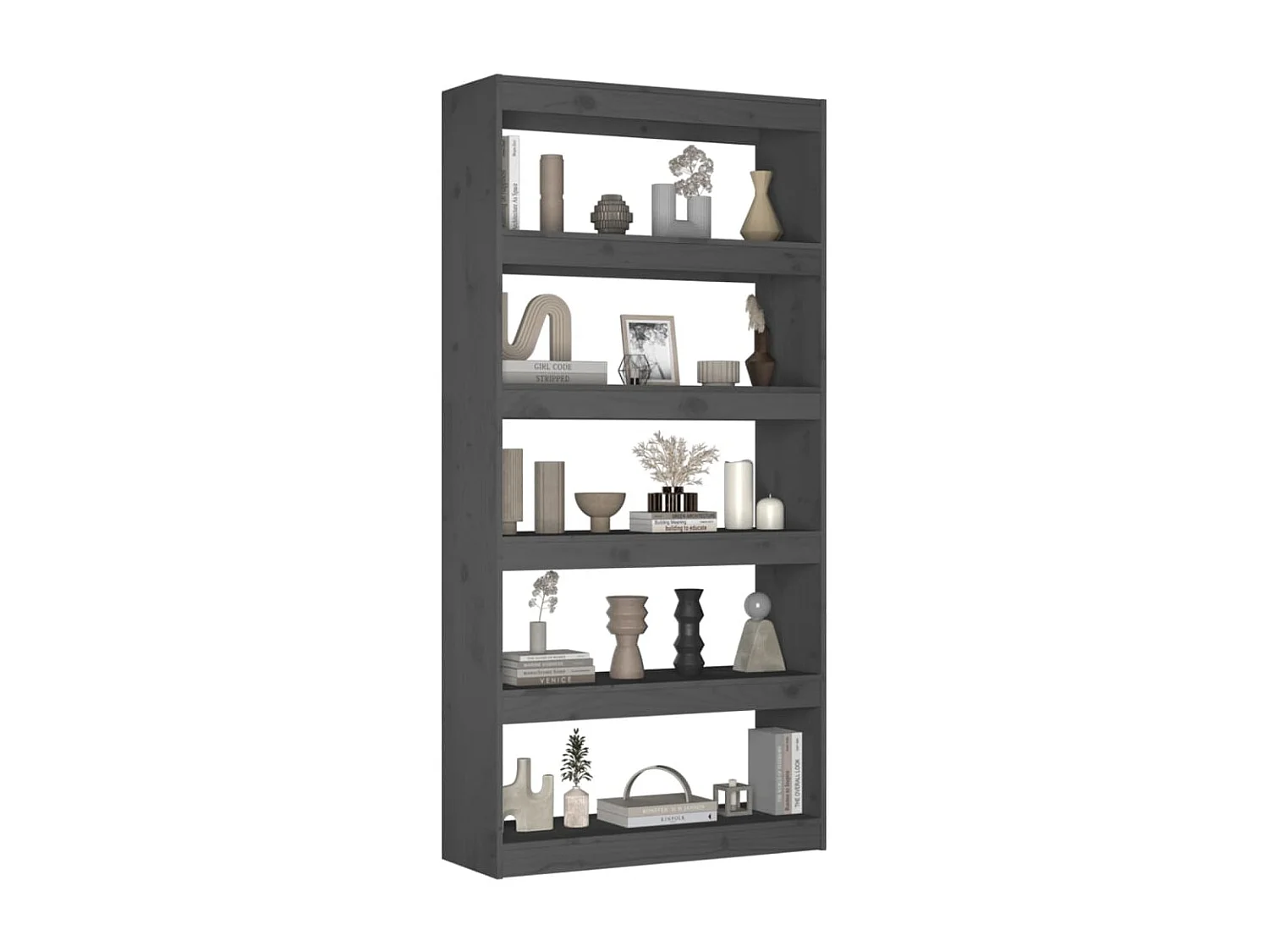 Aruna  Bibliothèque/Séparateur de pièce Gris 80x30x167,4 cm Pin massif