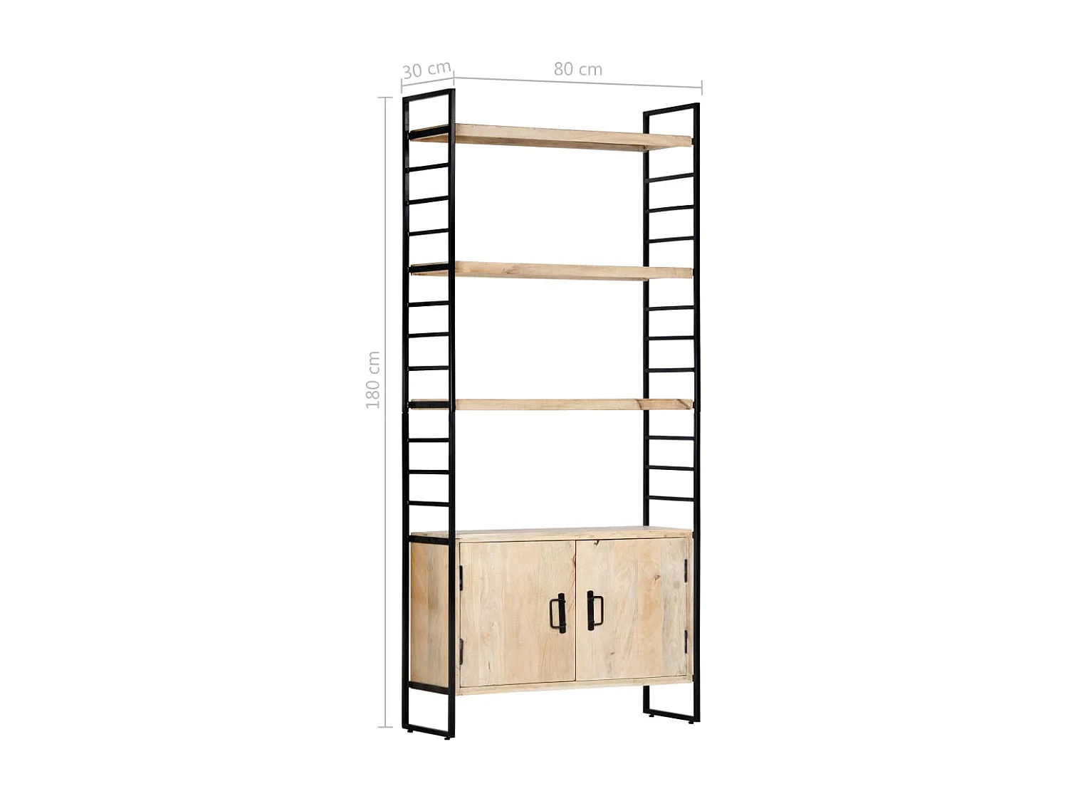 Sildor  Bibliothèque à 4 niveaux 80x30x180 cm Bois de manguier massif