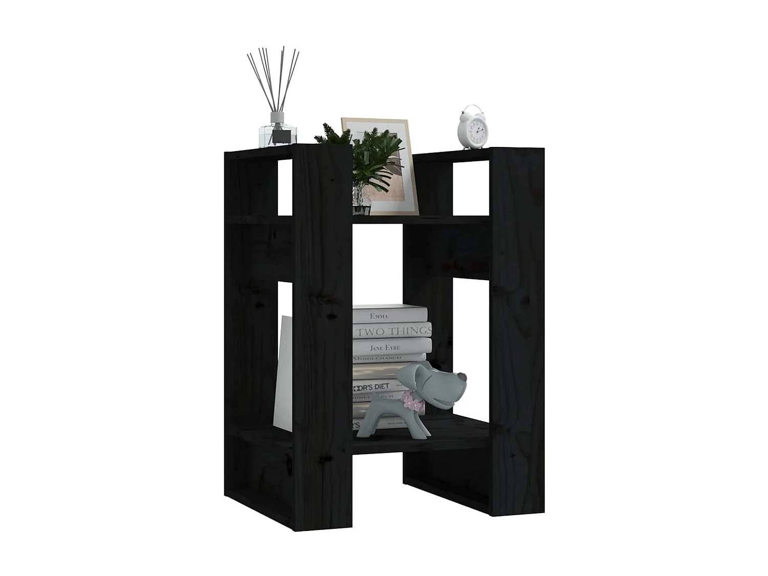 Christine-Louise  Bibliothèque/Séparateur de pièce Noir 41x35x57 cm Pin massif