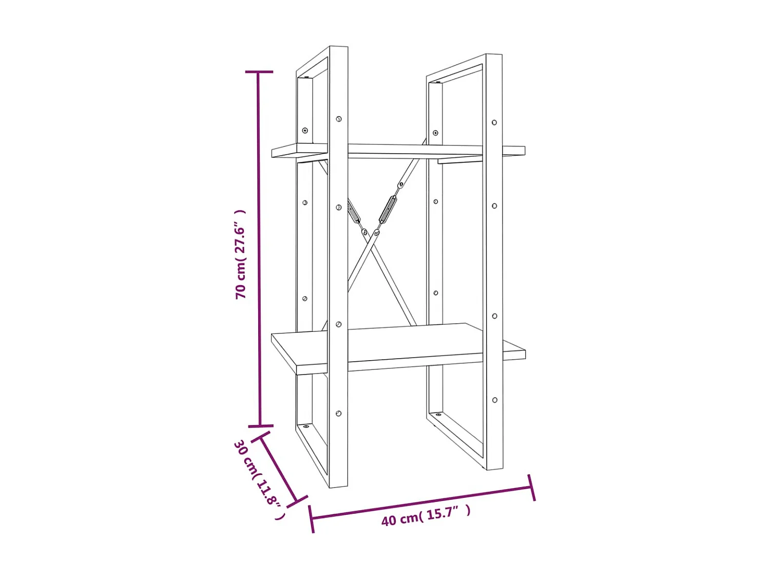 Bowling Green  Bibliothèque 2 niveaux Chêne brun 40x30x70 cm Bois d'ingénierie