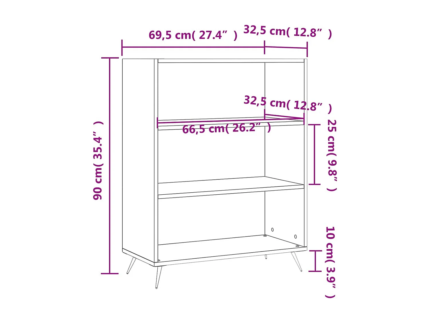 Myrskylä  Bibliothèque sonoma gris 69,5x32,5x90 cm bois d'ingénierie