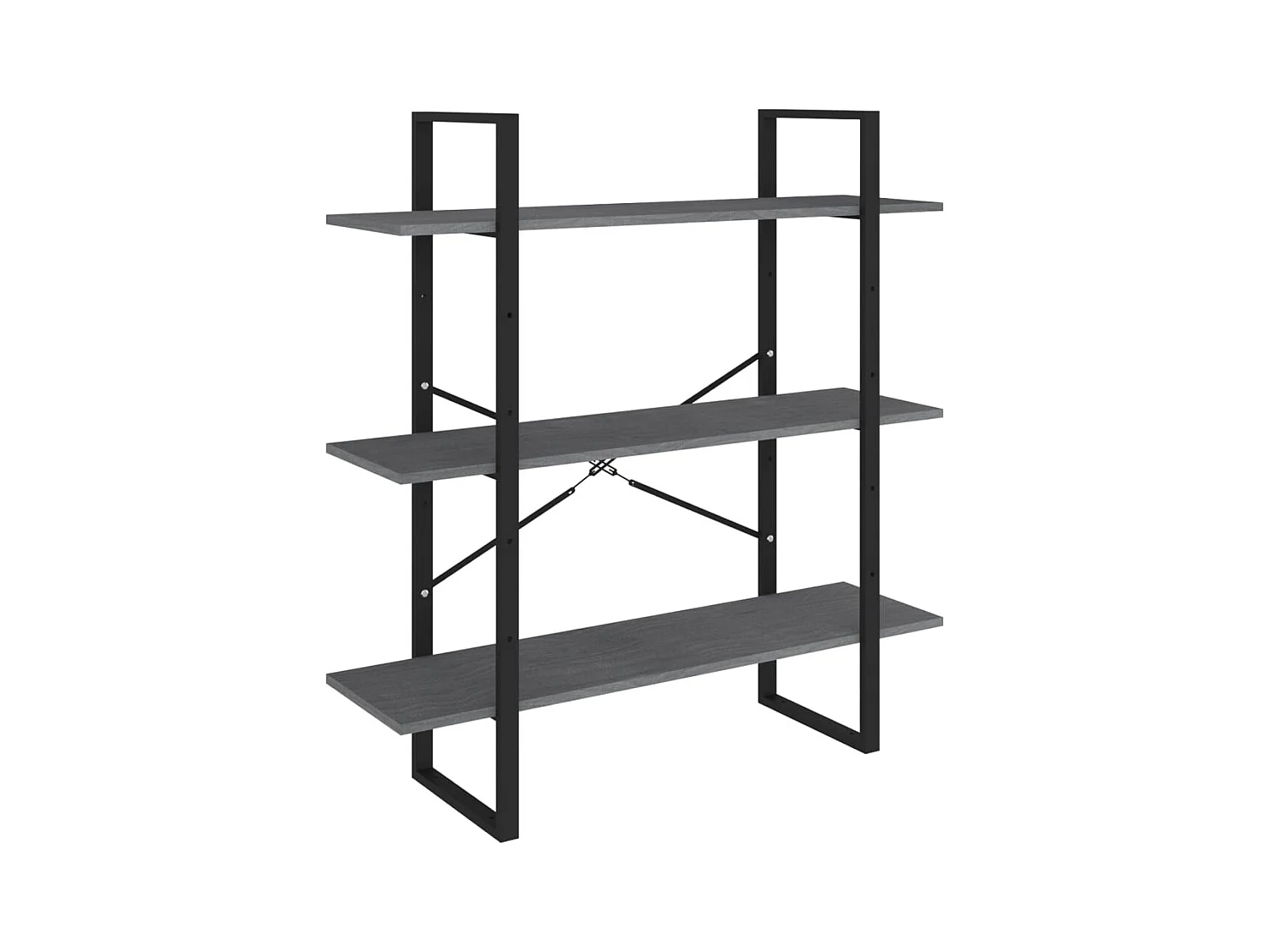 Capitola  Bibliothèque à 3 niveaux Gris 100x30x105 cm Bois de pin massif