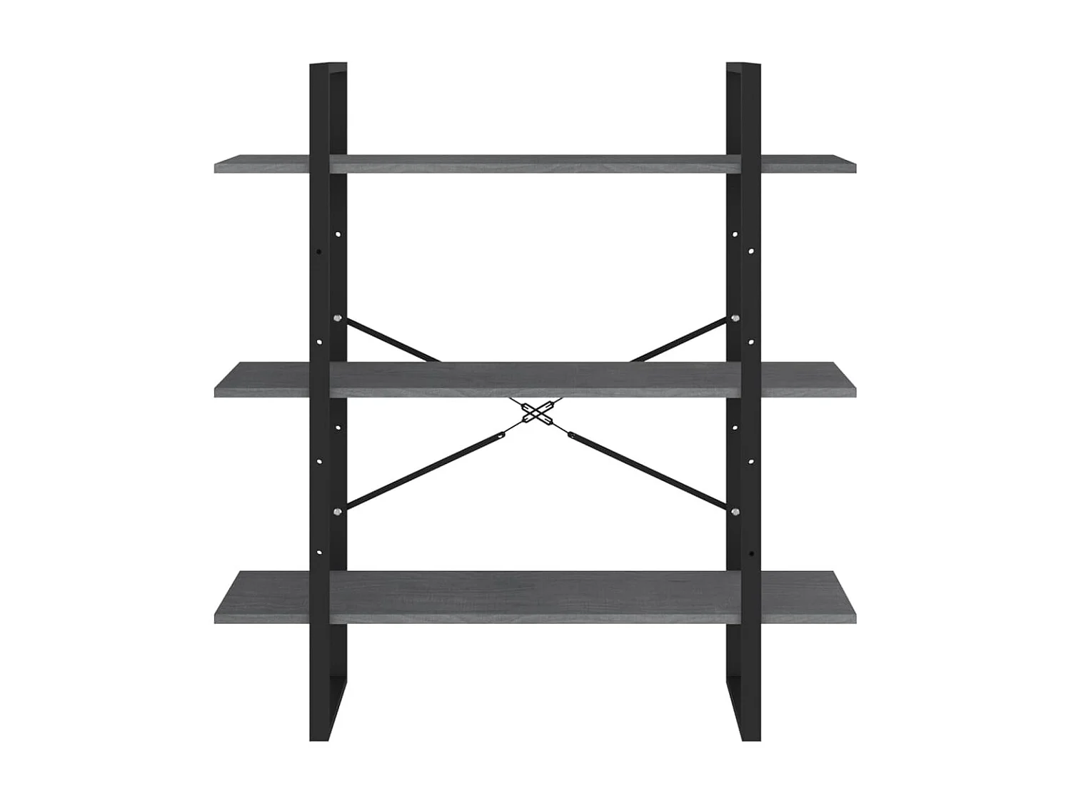 Capitola  Bibliothèque à 3 niveaux Gris 100x30x105 cm Bois de pin massif