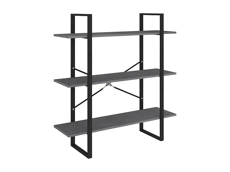 Capitola  Bibliothèque à 3 niveaux Gris 100x30x105 cm Bois de pin massif