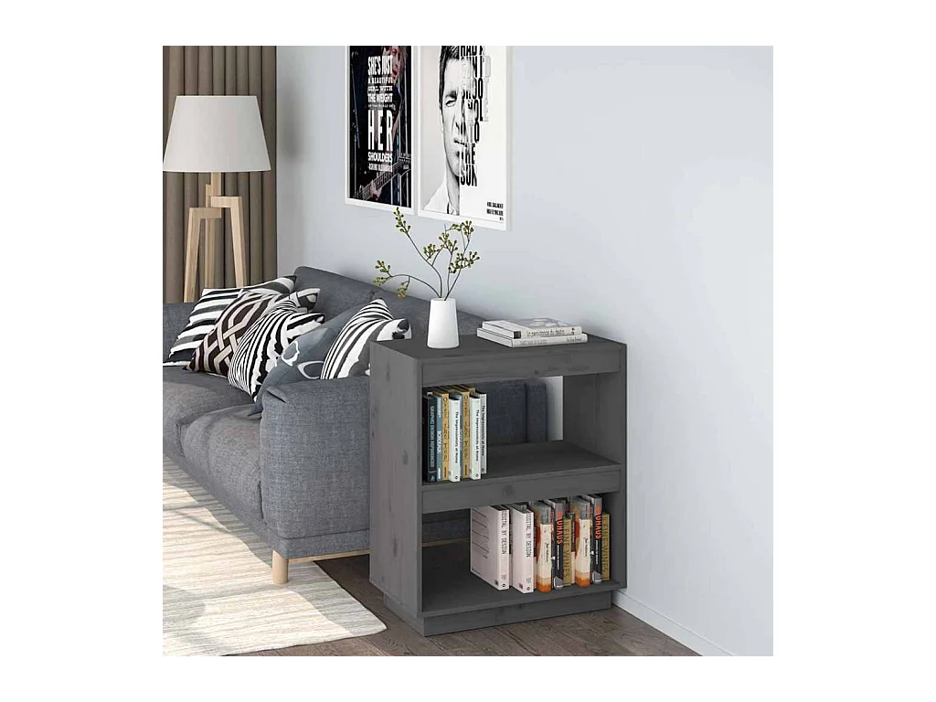 Alisha  Bibliothèque Gris 60x35x71 cm Bois de pin massif