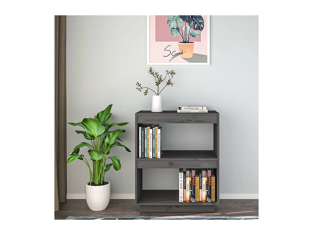Alisha  Bibliothèque Gris 60x35x71 cm Bois de pin massif