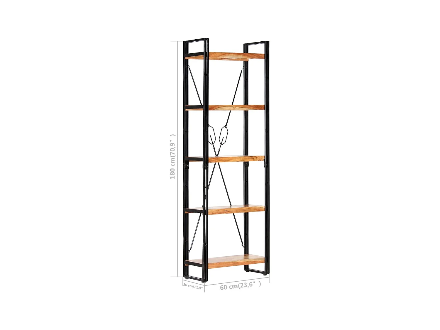 Yoan  Bibliothèque à 5 niveaux 60x30x180 cm Bois d'acacia solide