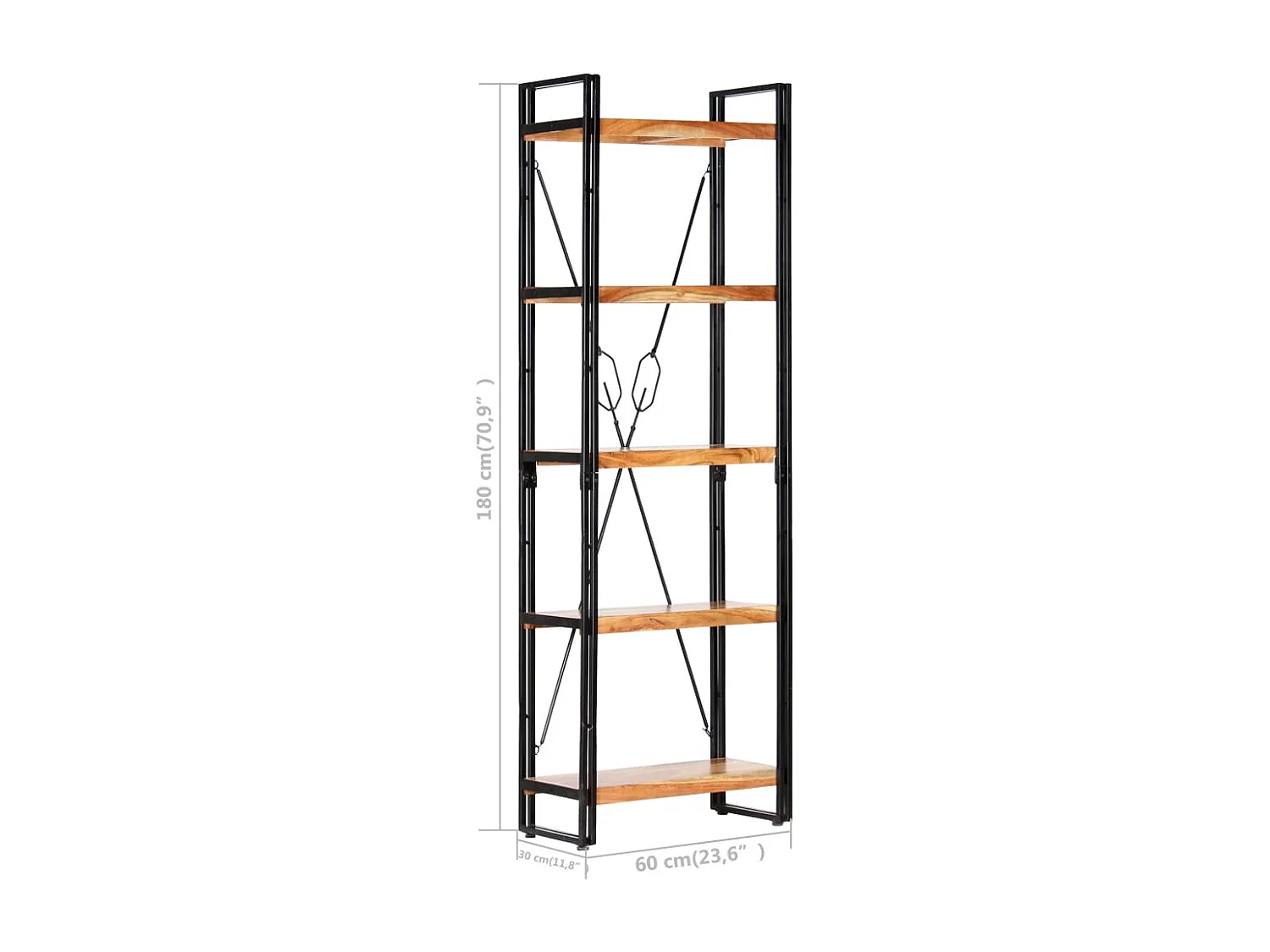 Yoan  Bibliothèque à 5 niveaux 60x30x180 cm Bois d'acacia solide