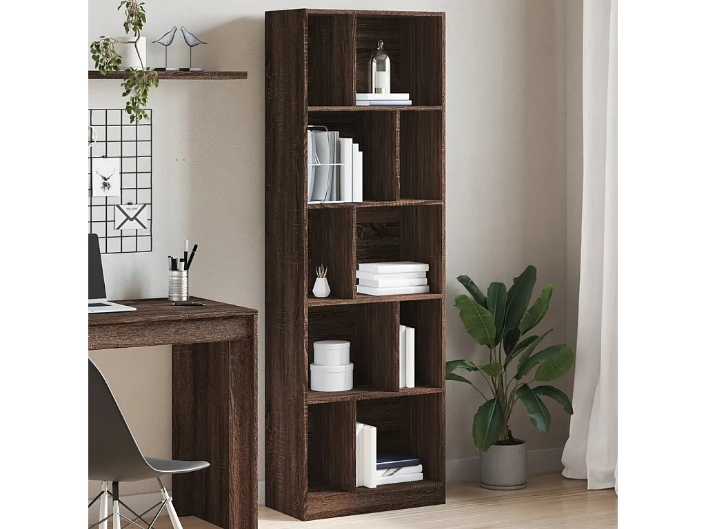 York  Bibliothèque chêne marron 57x28,5x174 cm bois d'ingénierie