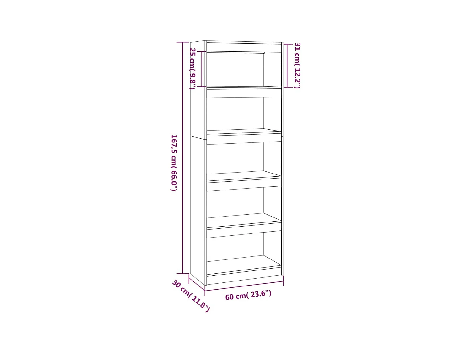 Colgate  Bibliothèque/Séparateur de pièce Gris 60x30x167,5 cm Pin massif