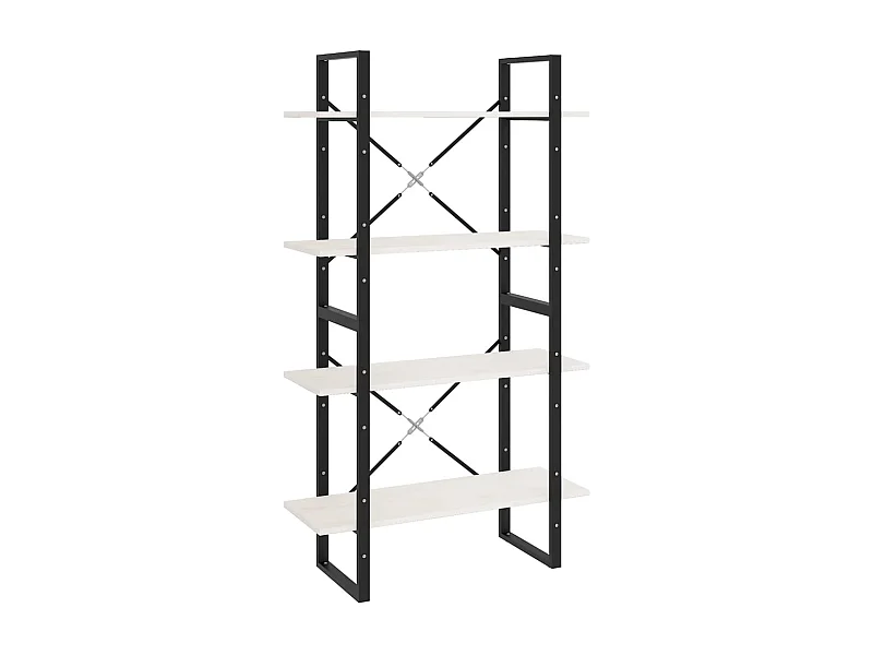 Vista  Estantería 4 niveles madera maciza de pino blanco 80x30x140 cm