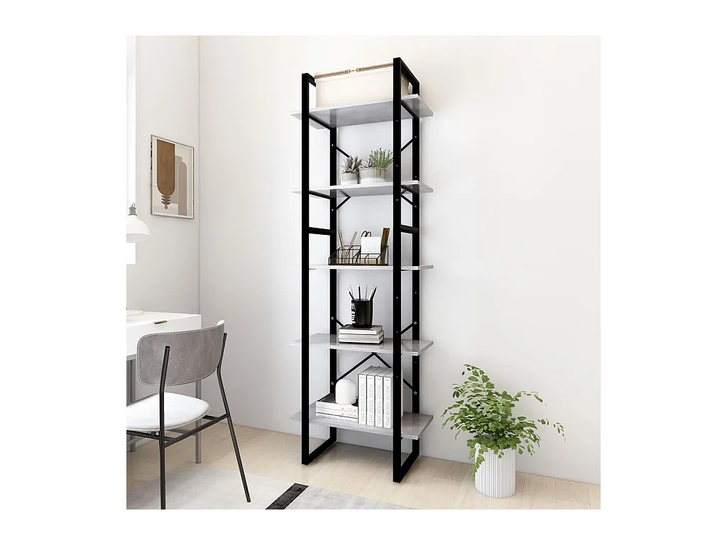 Prolenta Premium -  Bibliothèque à 5 niveaux Gris béton 60x30x175cm Bois ingénierie