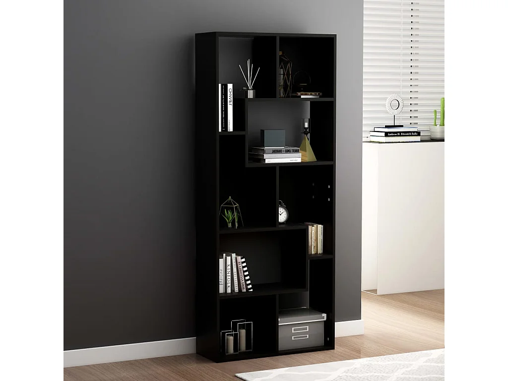 Burtonsville  Bibliothèque Noir 67x24x161 cm Bois d'ingénierie