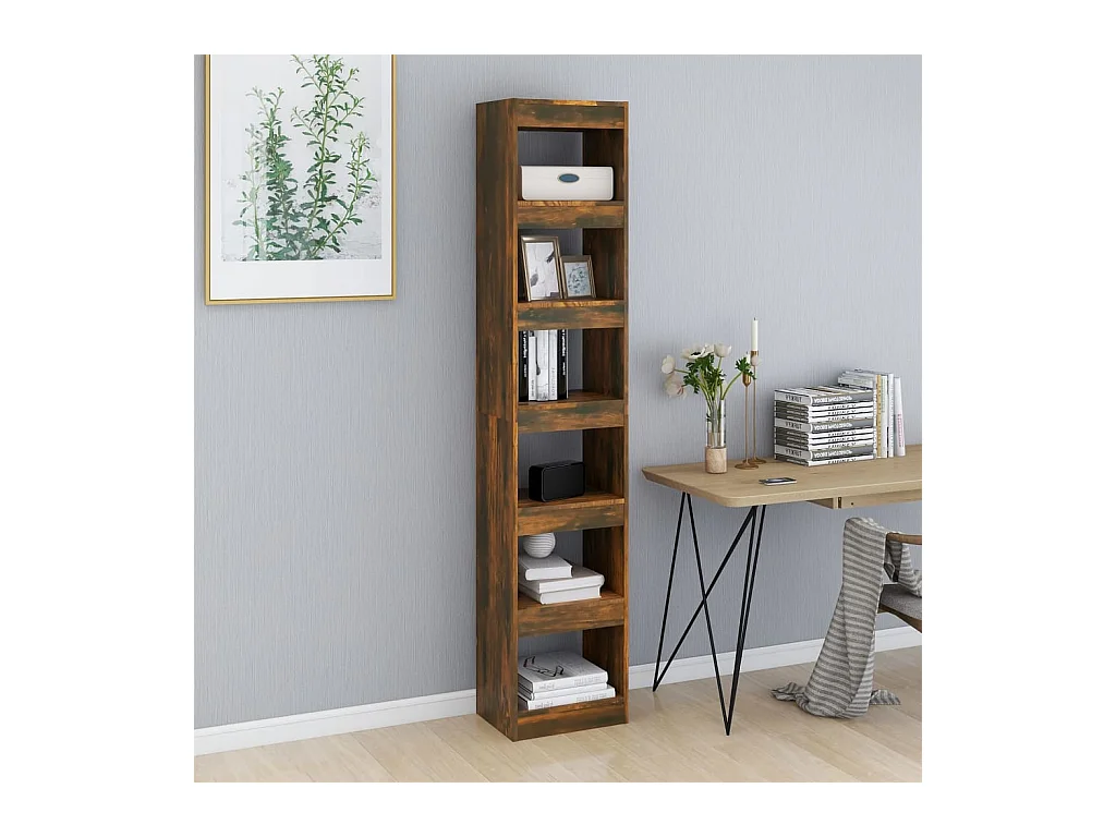Kjartan  Bibliothèque/Séparateur de pièce Chêne fumé 40x30x198 cm