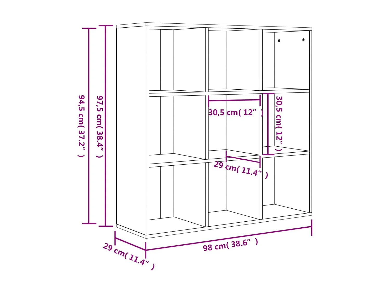 Wakarusa  Bibliothèque gris béton 98x29x97,5 cm bois d'ingénierie