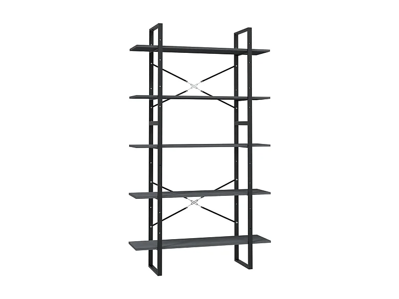 Aubagne  Bibliothèque à 5 niveaux Gris 100x30x175 cm Bois de pin