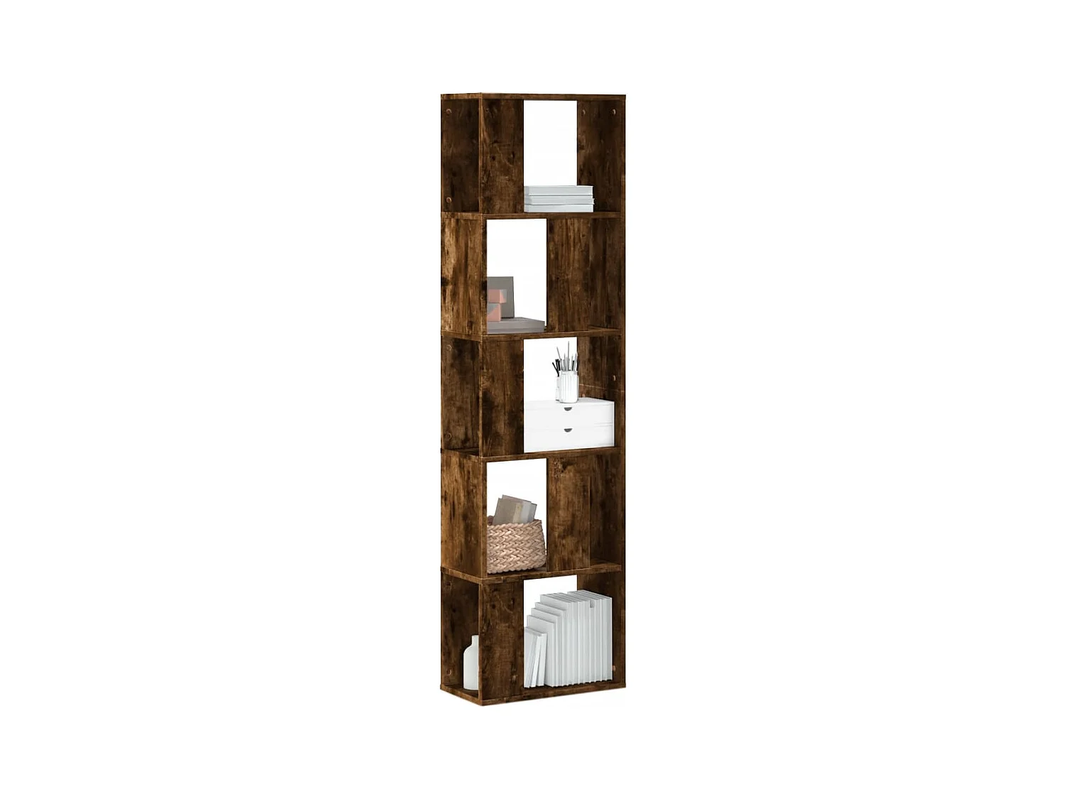 Fairmont  Librería de 5 niveles madera ingeniería roble ahumado