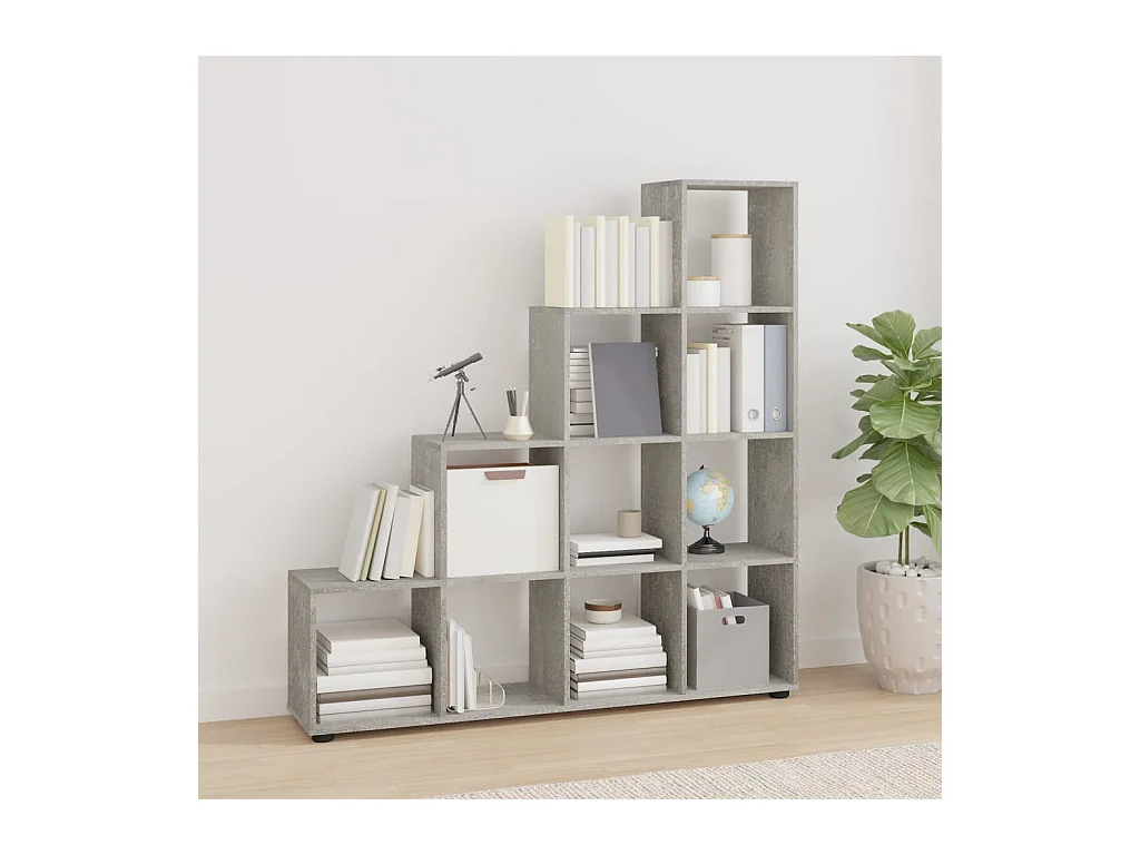 Hilde  Bibliothèque escalier Gris béton 142 cm Bois d'ingénierie