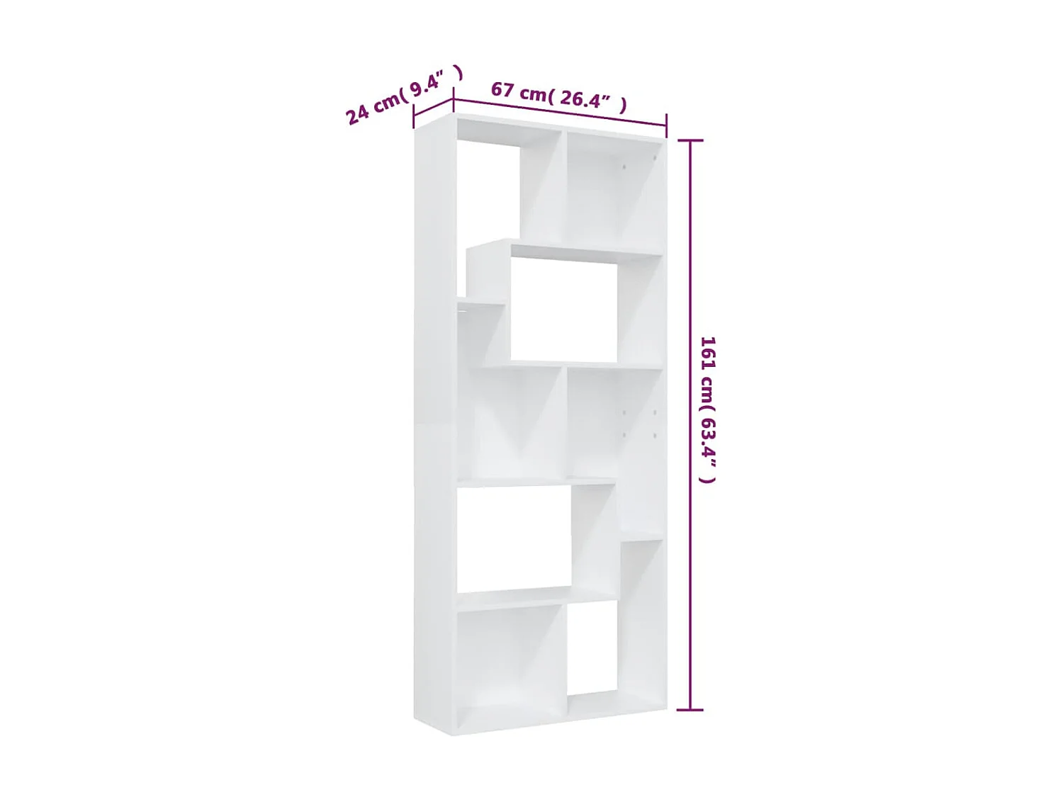 Burtonsville  Bibliothèque Blanc 67x24x161 cm Bois d'ingénierie