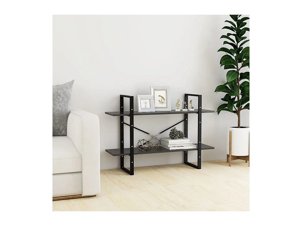 Gitana  Bibliothèque à 2 niveaux gris 100x30x70 cm bois d'ingénierie