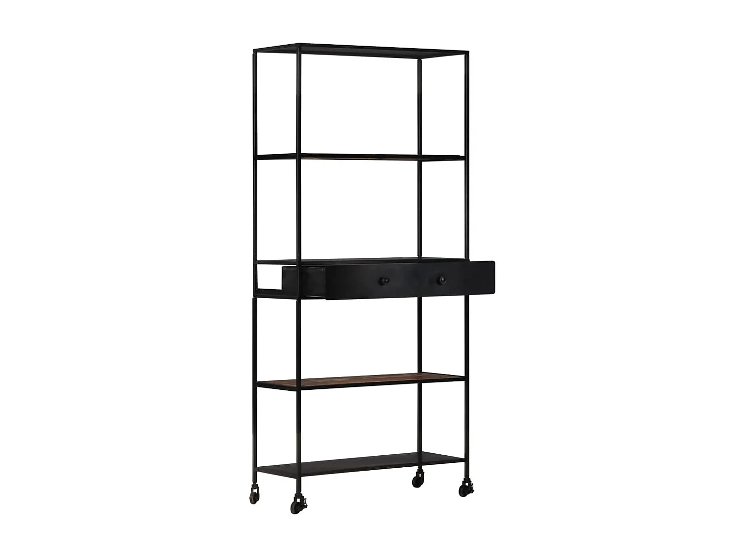 Lucien-Jean-Pierre  Bibliothèque 80x35x180 cm Bois de manguier brut et fer