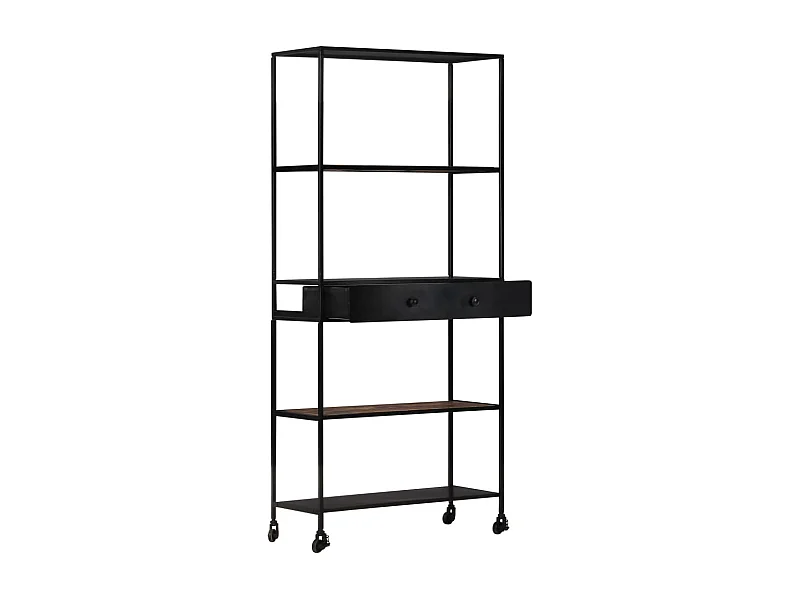 Lucien-Jean-Pierre  Bibliothèque 80x35x180 cm Bois de manguier brut et fer