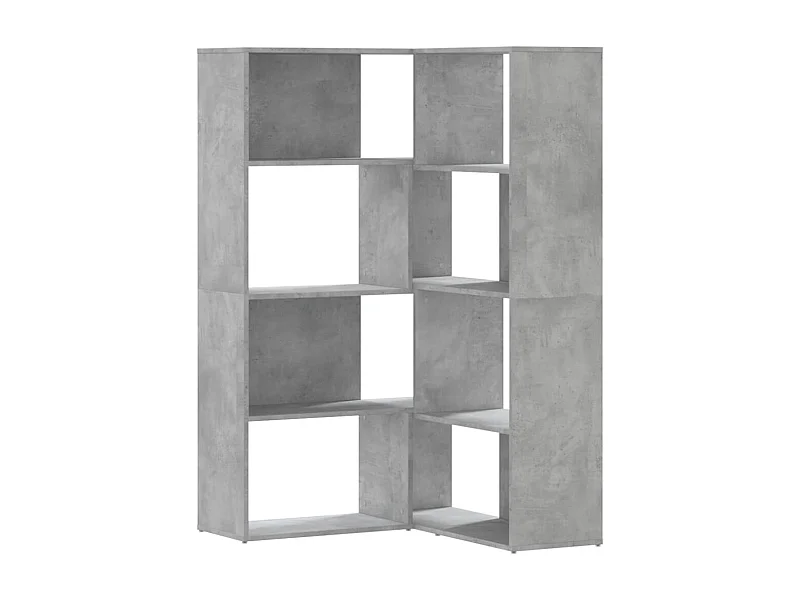 Damir  Bibliothèque d'angle à 4 niveaux gris béton bois d'ingénierie