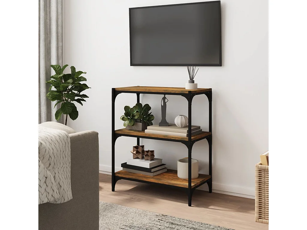 Ventura  Bibliothèque Chêne fumé 60x33x70,5cm Bois d'ingénierie et acier