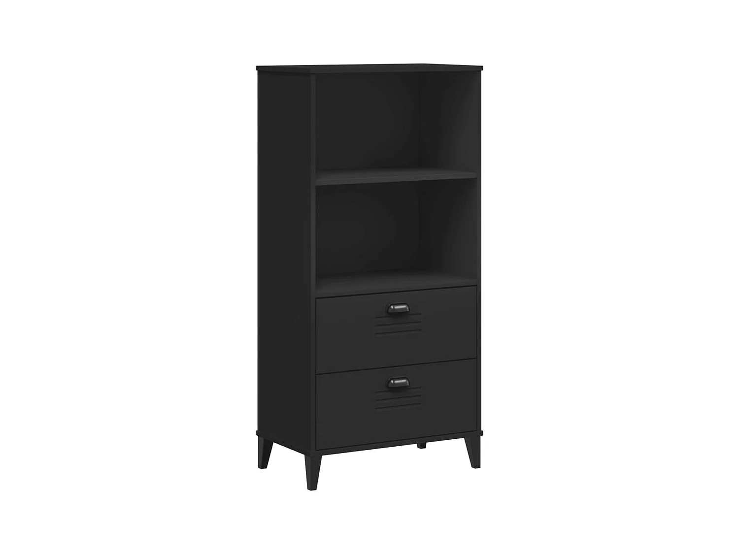 Peralyn  Boekenkast VIKEN 60x35x123 cm bewerkt hout zwart