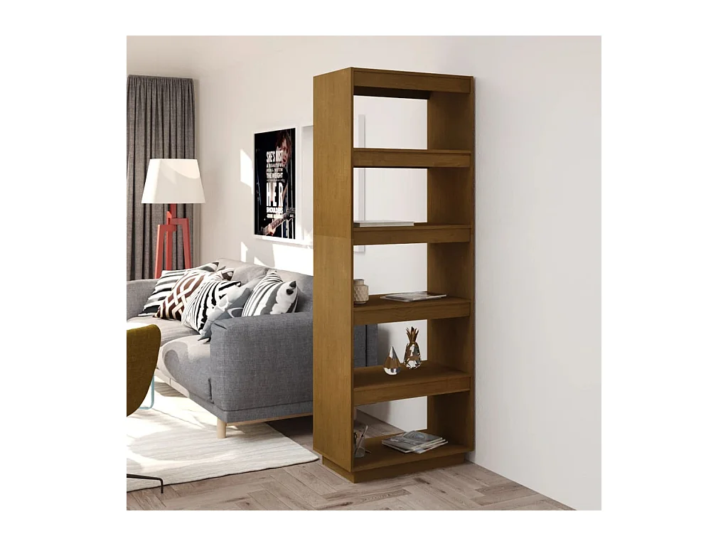 Alisha  Bibliothèque/Séparateur de pièce Marron miel 60x35x167 cm Pin