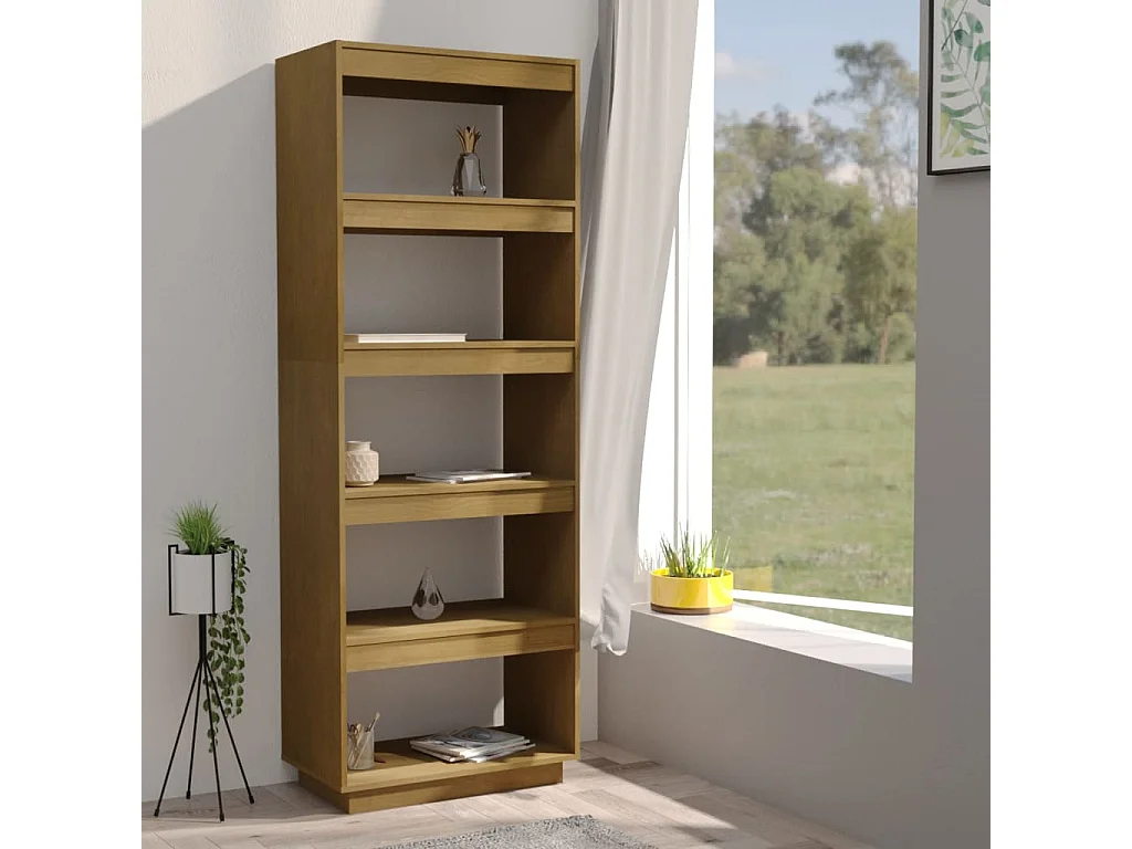 Alisha  Bibliothèque/Séparateur de pièce Marron miel 60x35x167 cm Pin