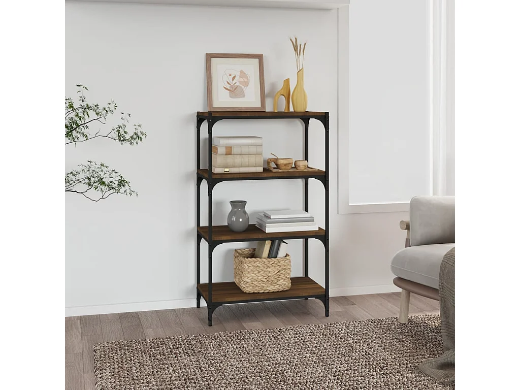 Ventura  Bibliothèque Chêne brun 60x33x100 cm Bois d'ingénierie et acier