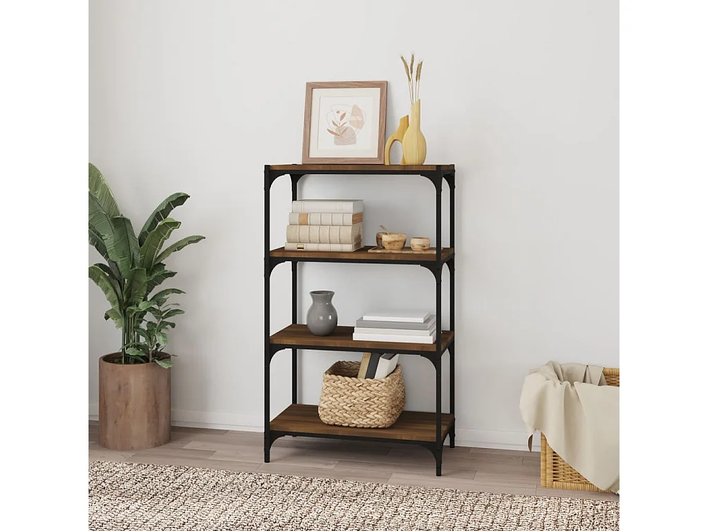 Ventura  Bibliothèque Chêne brun 60x33x100 cm Bois d'ingénierie et acier