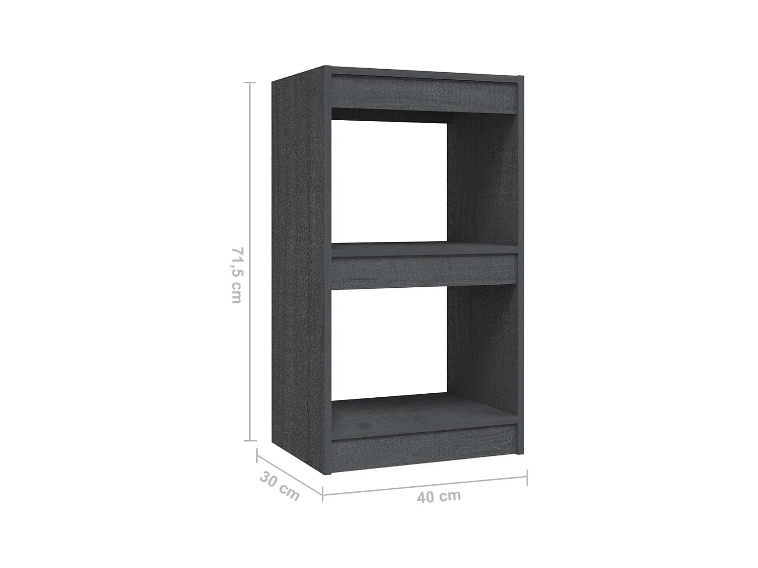 Centerville  Bibliothèque Gris 40x30x71,5 cm Bois de pin massif