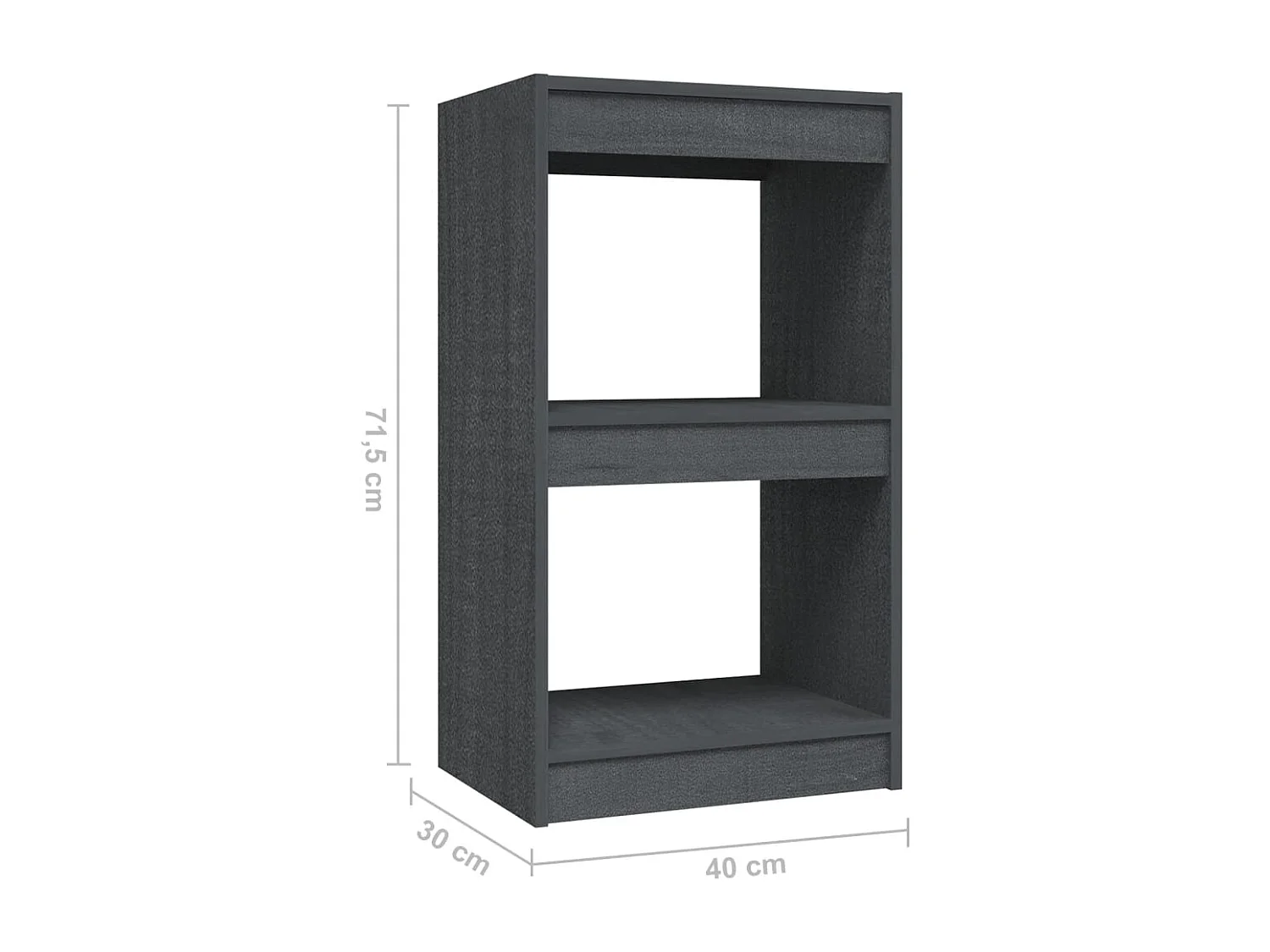 Centerville  Bibliothèque Gris 40x30x71,5 cm Bois de pin massif