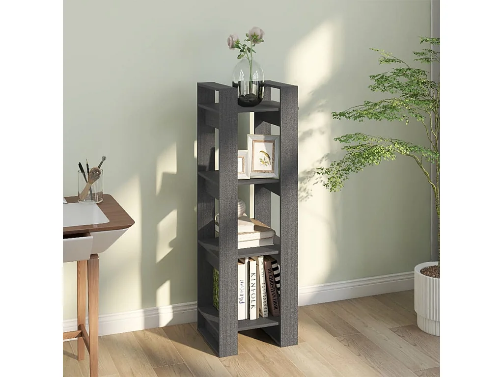 Vera  Bibliothèque/Séparateur de pièce Gris 41x35x125 cm Pin solide