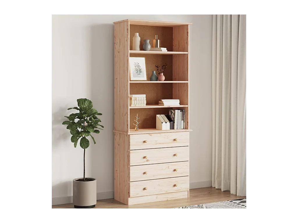 Garden Furniture -  Bibliothèque avec tiroirs ALTA 77x35x186,5cm bois massif de pin