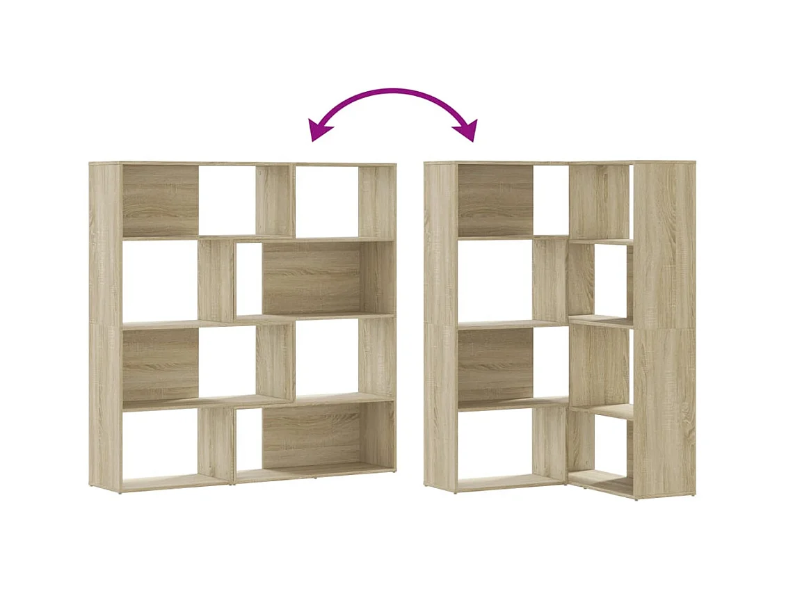 Damir  Bibliothèque d'angle à 4 niveaux chêne sonoma bois d'ingénierie