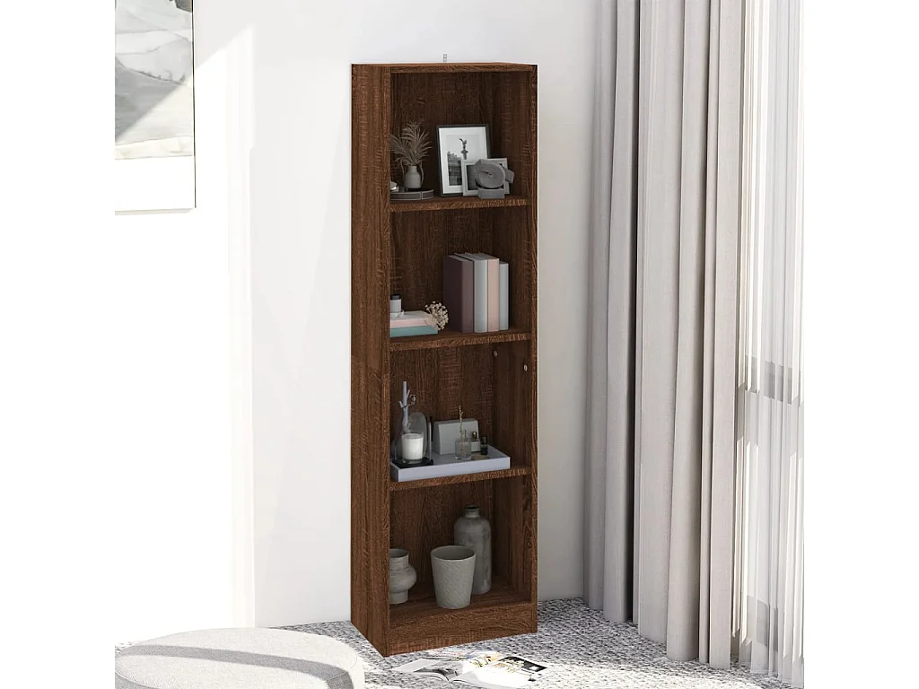 Jairo  Bibliothèque 4 niveaux Chêne marron 40x24x143cm Bois ingénierie