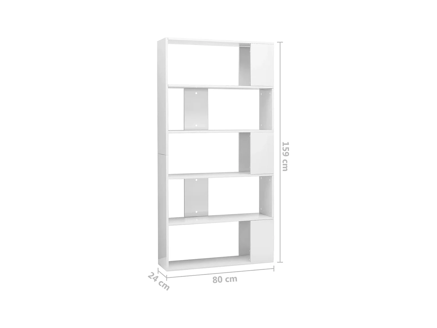 Adrik  Bibliothèque/Séparateur de pièce Blanc brillant 80x24x159 cm